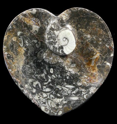Heart Shaped Fossil Goniatite Dish #39356